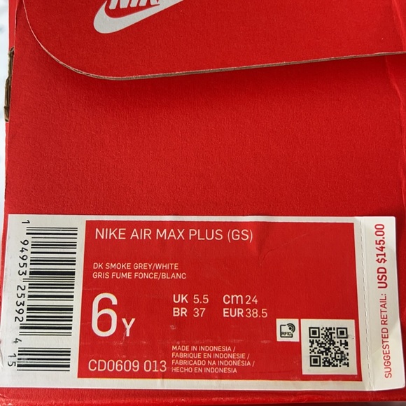 Nike Air Max Plus (GS) DK Smoke grey/white 6Y - Picture 4 of 4